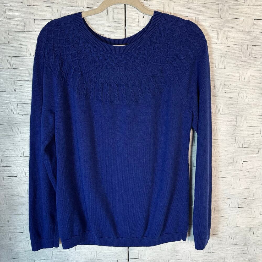 Talbots‎ women's sweater Yoke Stitch open neck pullover festive winter-ready